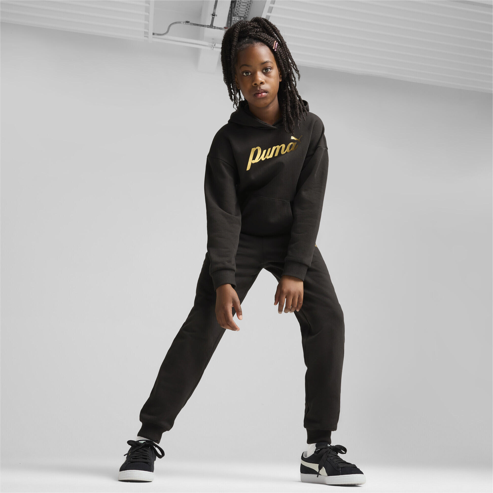 Pantalones ESS+ SCRIPT Niños PUMA Black Gold Foil 6/7