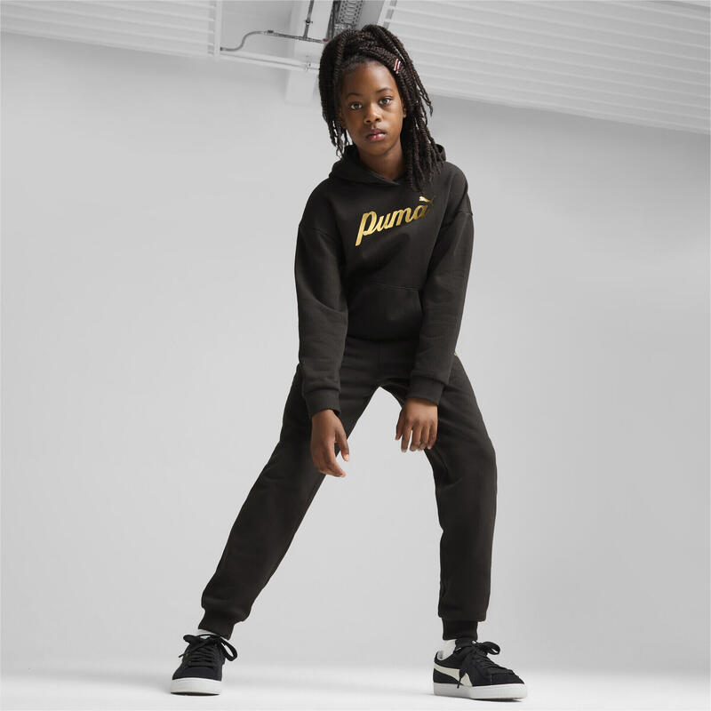 ESS+ SCRIPT broek voor jongeren PUMA Black Gold Foil