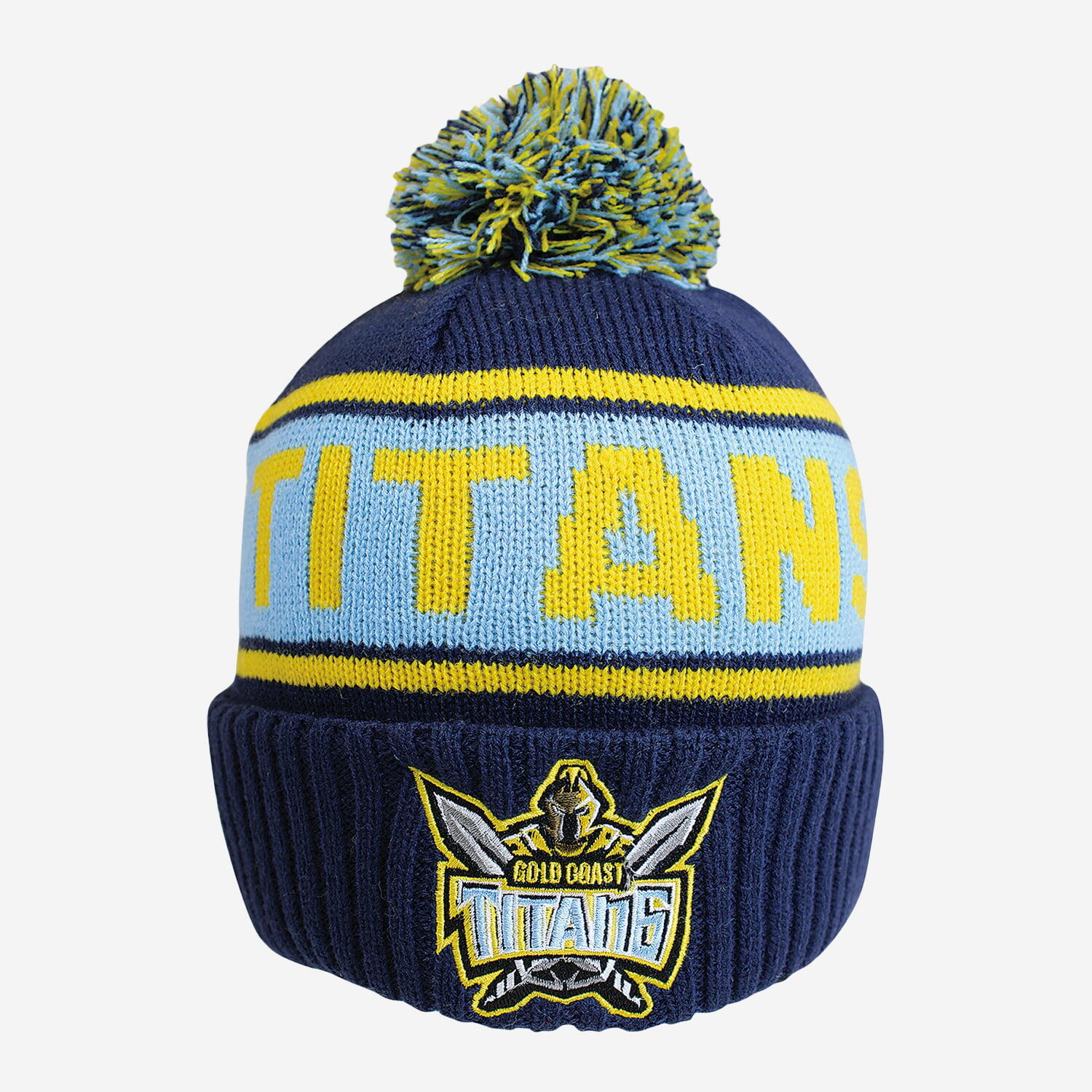 Gold Coast Titans NRL Striker Pom Pom Knit Beanie Hat