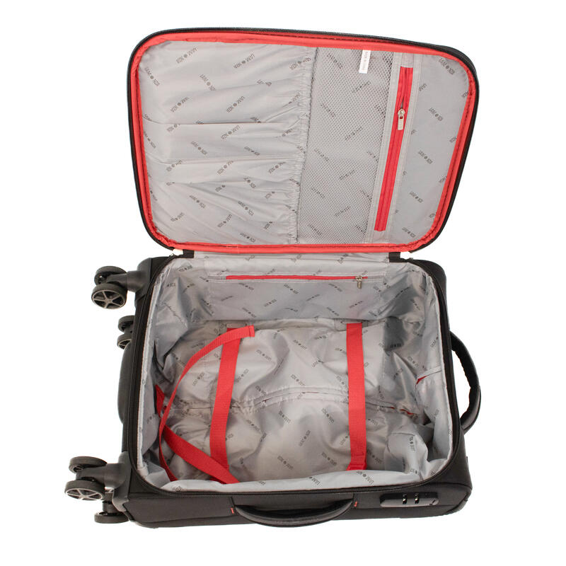 Troler Lamonza Smiley, 55x35x21 cm, 2.6 kg, negru/rosu