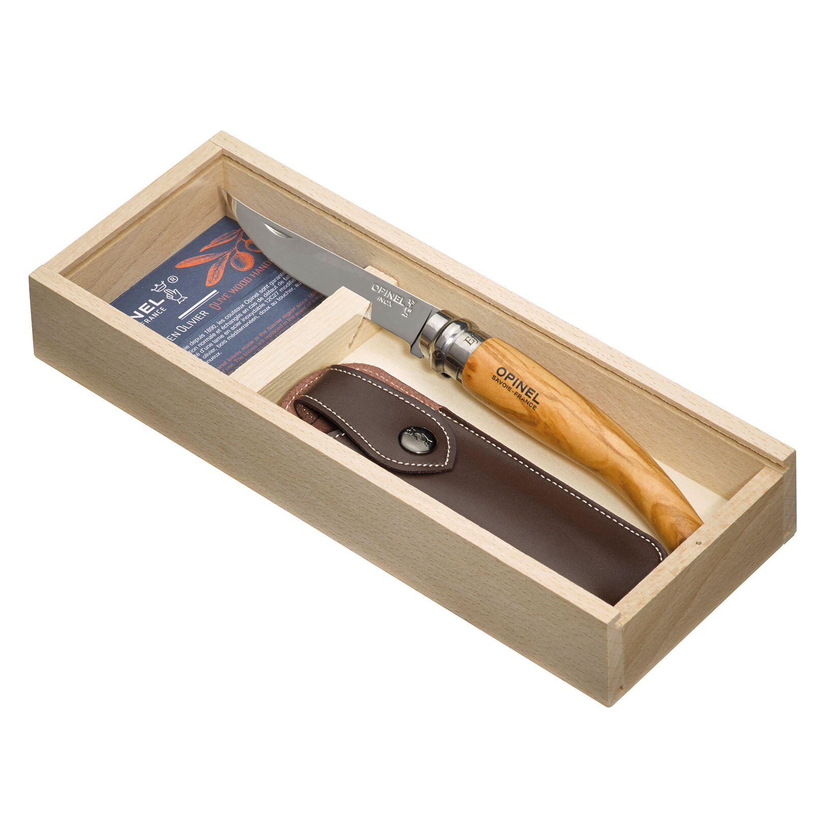Coffret cadeau Couteau Slimline + étui de poche pliant Bois d'olivier 4/7