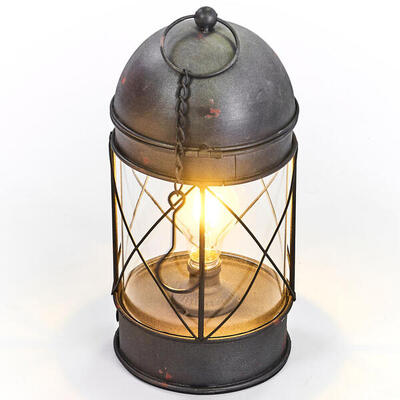 Camping Sturm Laterne LED Retro Lampe USB Akku Dimmbar Glas Metall