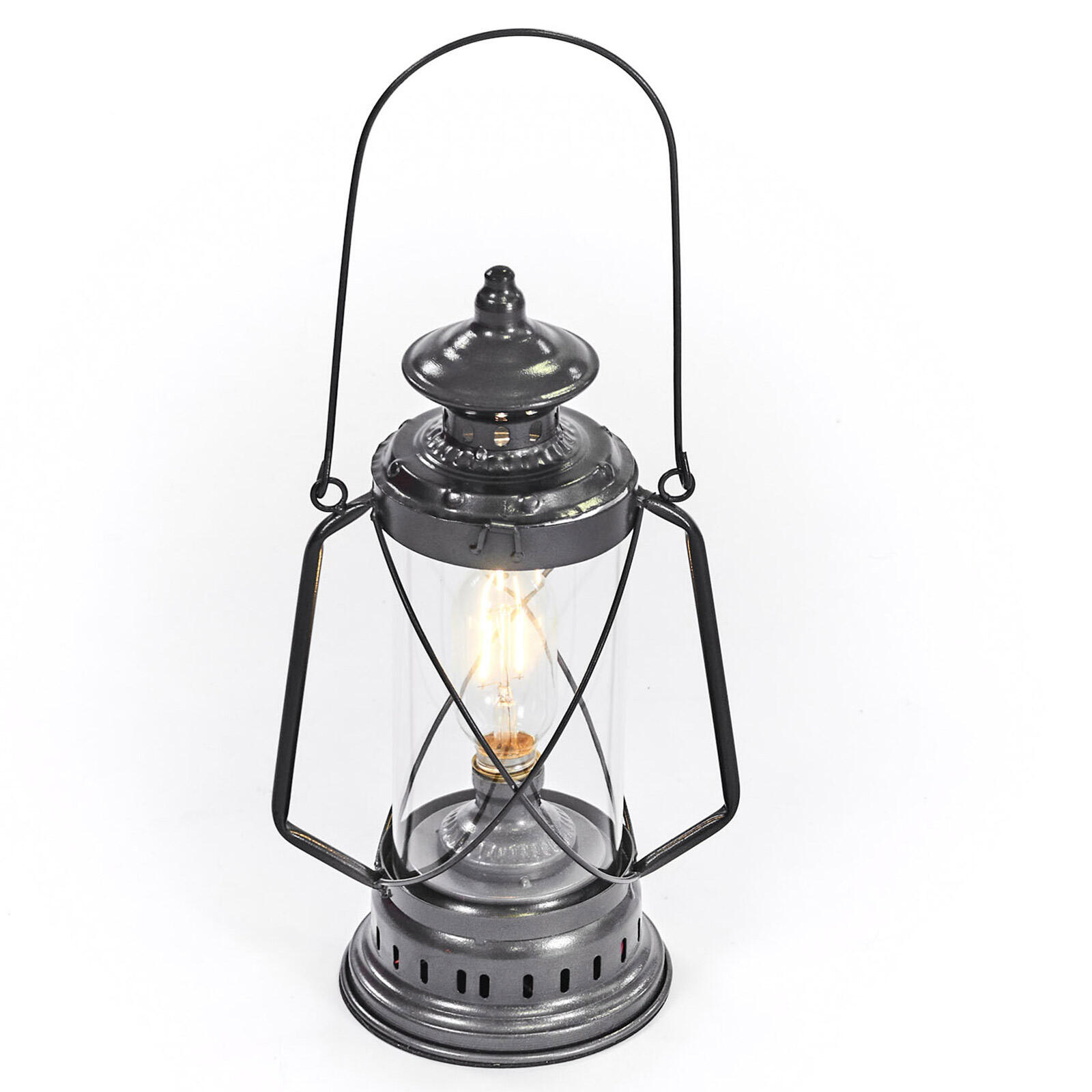 HUMAN COMFORT Camping Sturm Laterne LED Retro Lampe USB Akku Dimmbar Glas Metall