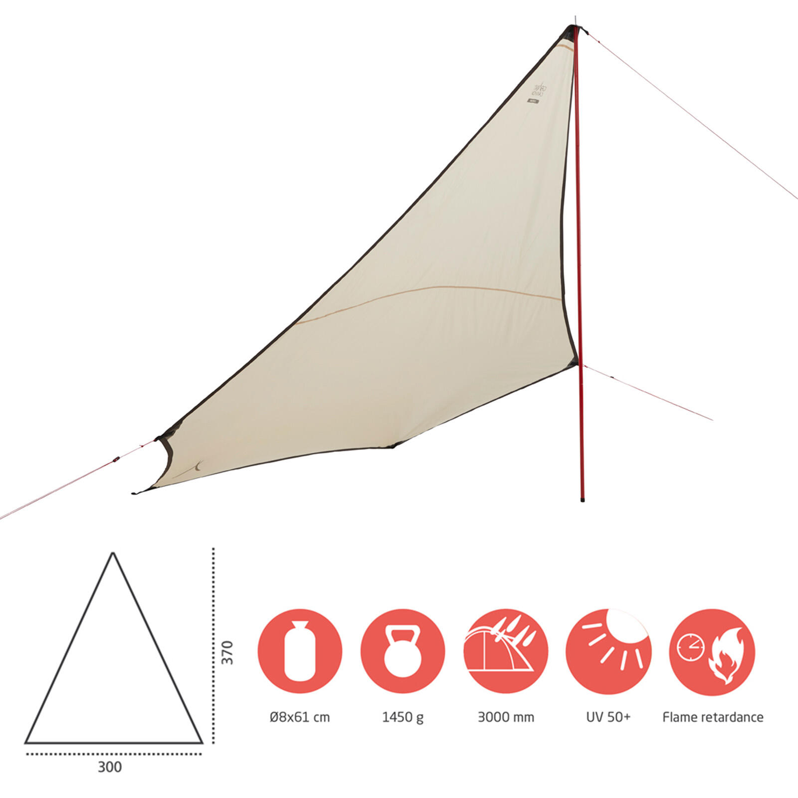 Tarp Zuni Ray Voile d'ombrage Camping Auvent UV50 Etanche 3x3,7m 2/7