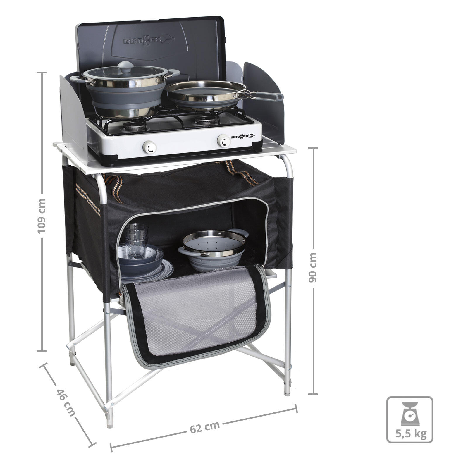 Camping reizen keuken snack basis tafel doos vouwen kabinet windscherm 2/5