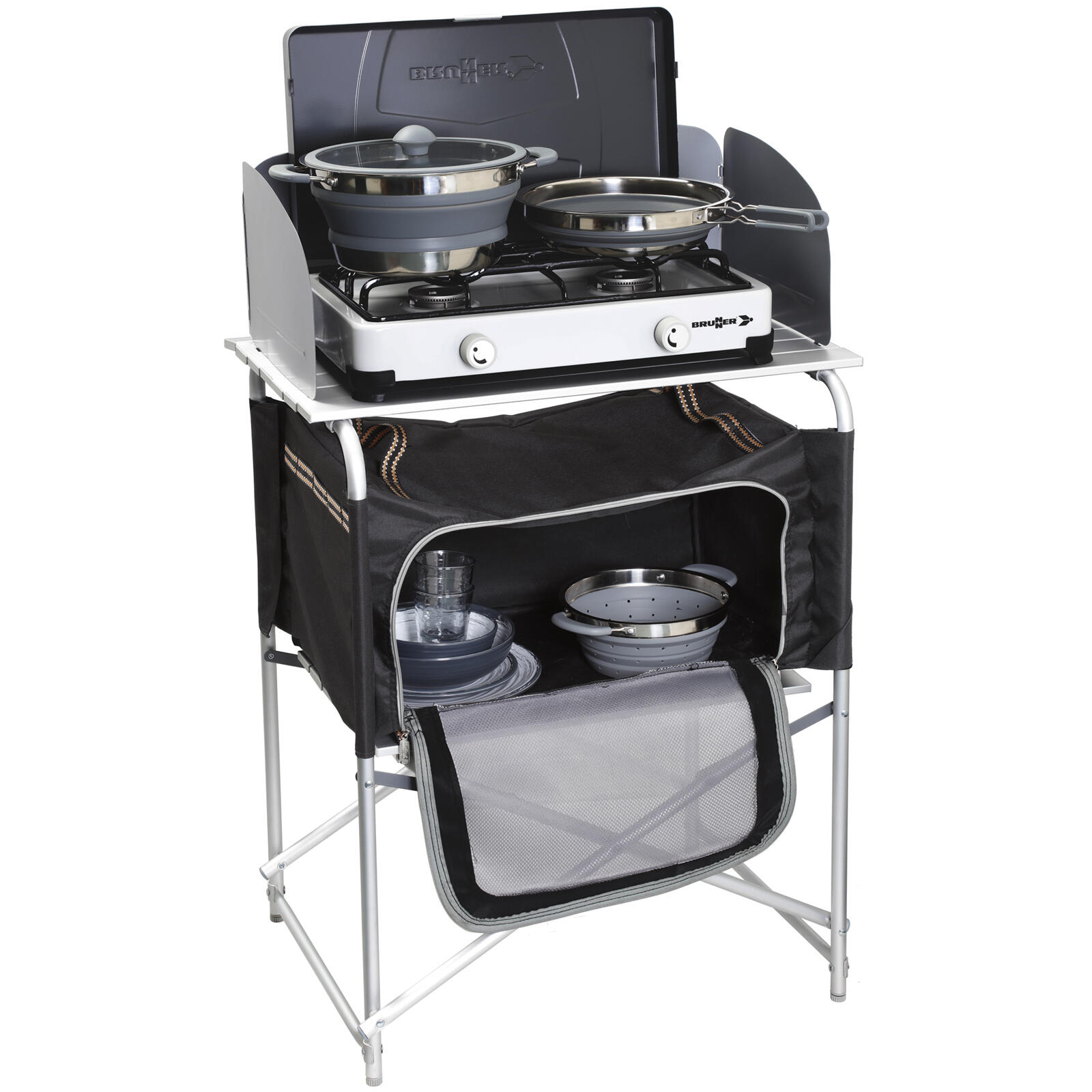 Camping reizen keuken snack basis tafel doos vouwen kabinet windscherm 1/5