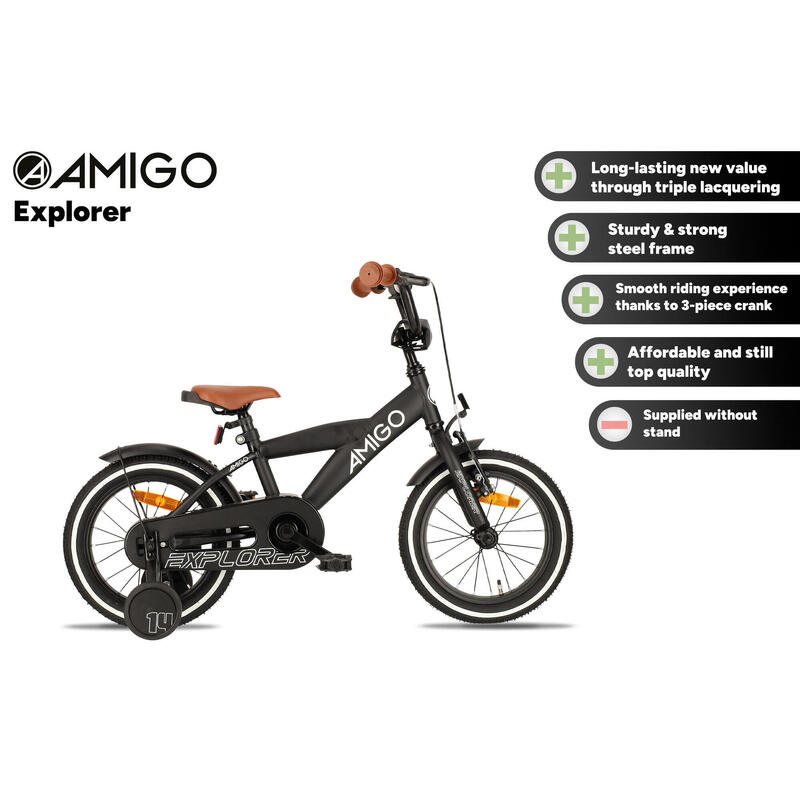 AMIGO Kinderfahrräder Jungen Explorer 14 Zoll 21,5 cm Jungen Rücktrittbremse