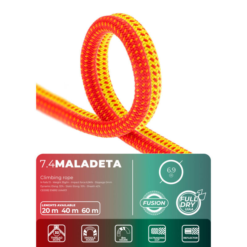 Ligne dynamique Fixe Climbing Maladeta 6.9mm 60m 7/7