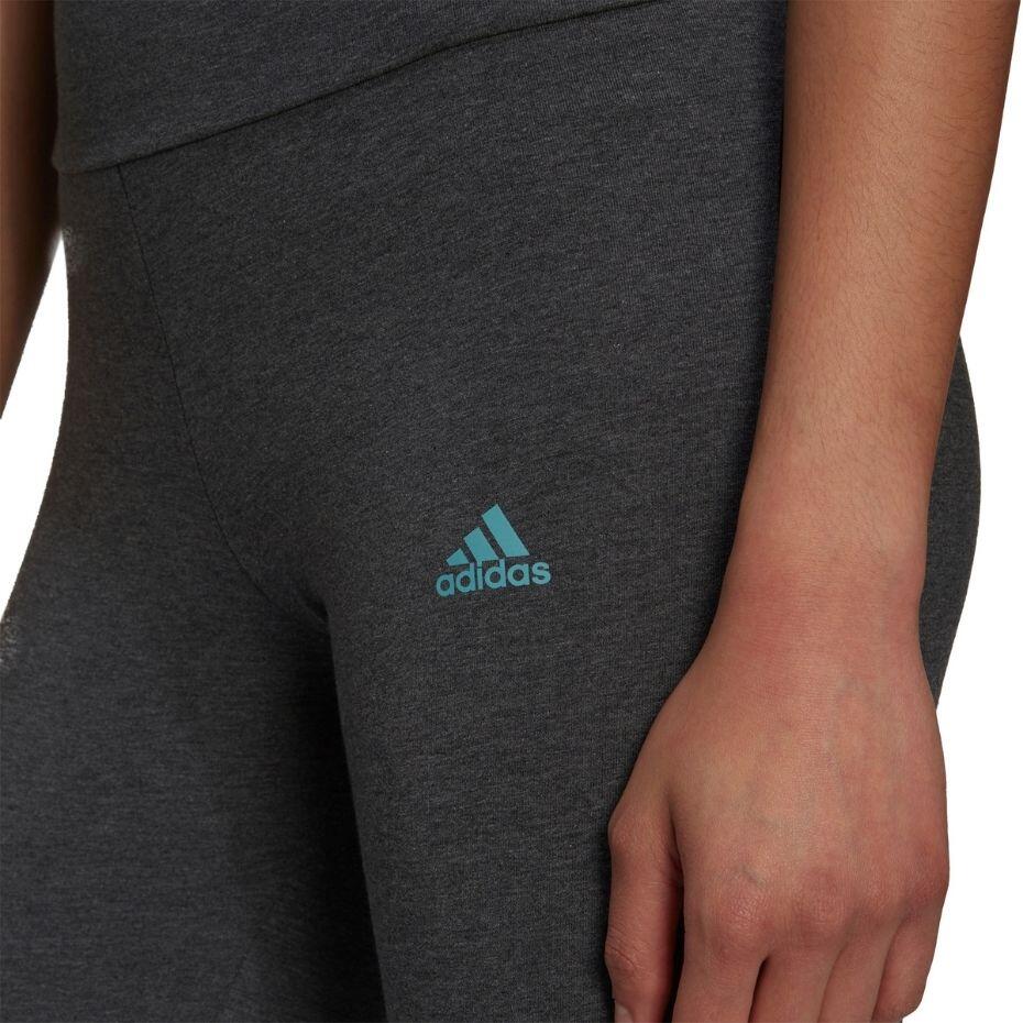 adidas Dameslegging Loungwear Essentials grijs met blauw logo 5/6