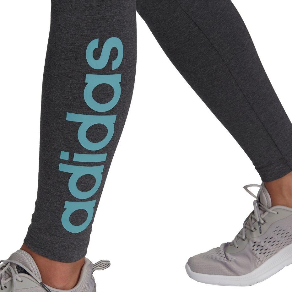 adidas Dameslegging Loungwear Essentials grijs met blauw logo 6/6