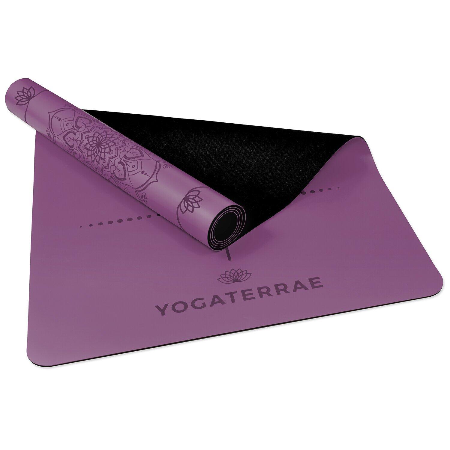 Tappetino yoga VIOLA AMETISTA in PU e Gomma naturale con MANDALA LINEA DEL CORPO 4/7