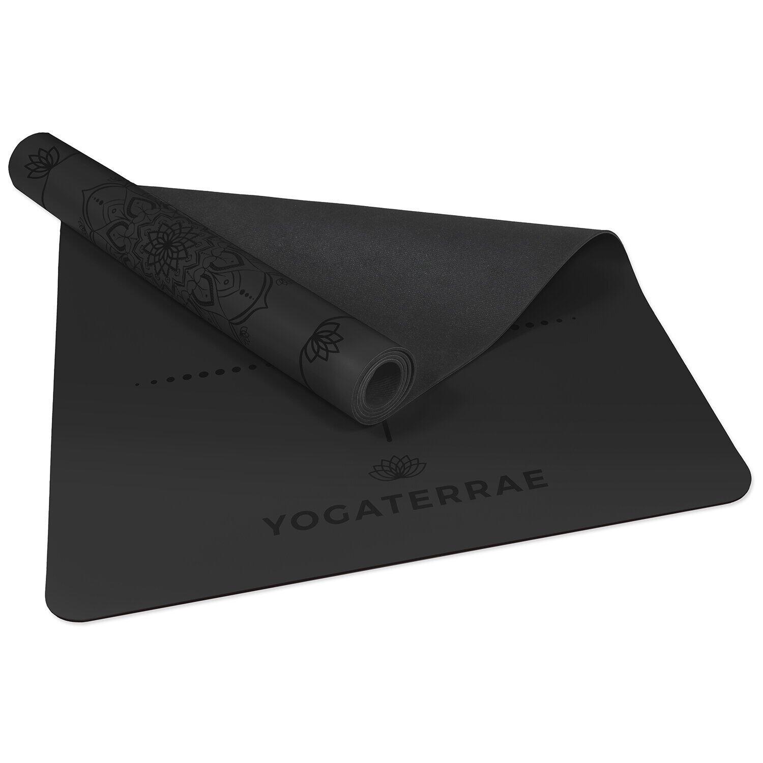 Yogamatte rutschfest PU-Naturkautschuk mit Tasche, MANDALA KÖRPERLINIEN Schwarze 5/7