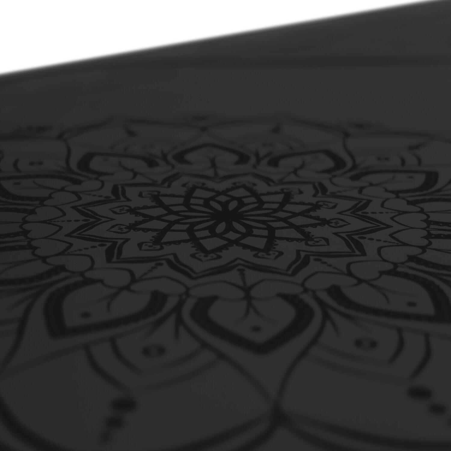 Yogamatte rutschfest PU-Naturkautschuk mit Tasche, MANDALA KÖRPERLINIEN Schwarze 3/7