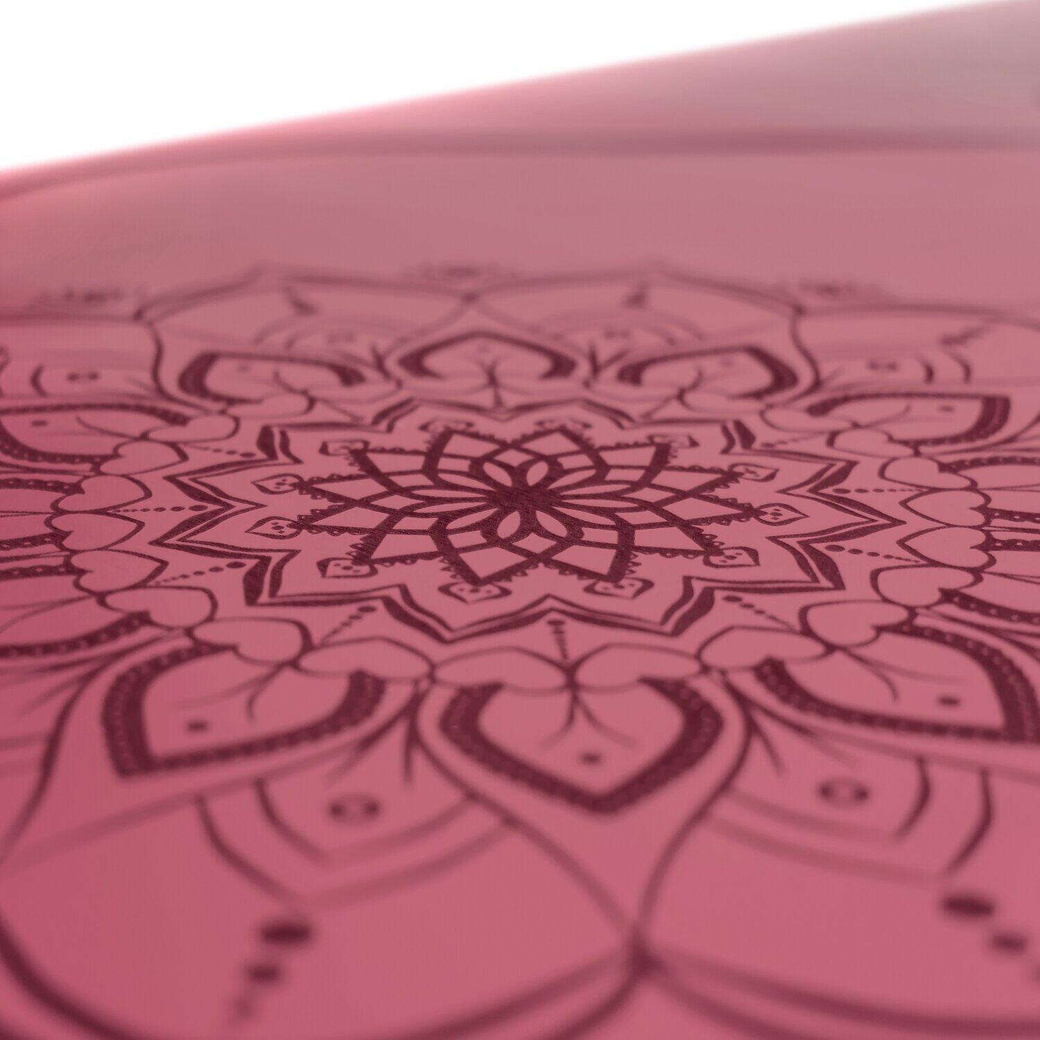 Yogamatte rutschfest PU-Naturkautschuk mit Tasche MANDALA KÖRPERLINIEN Bordeaux 3/7