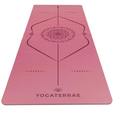 Wijnoogst bordeaux yogamat in pu en rubber met mandala + lichaamslijnen