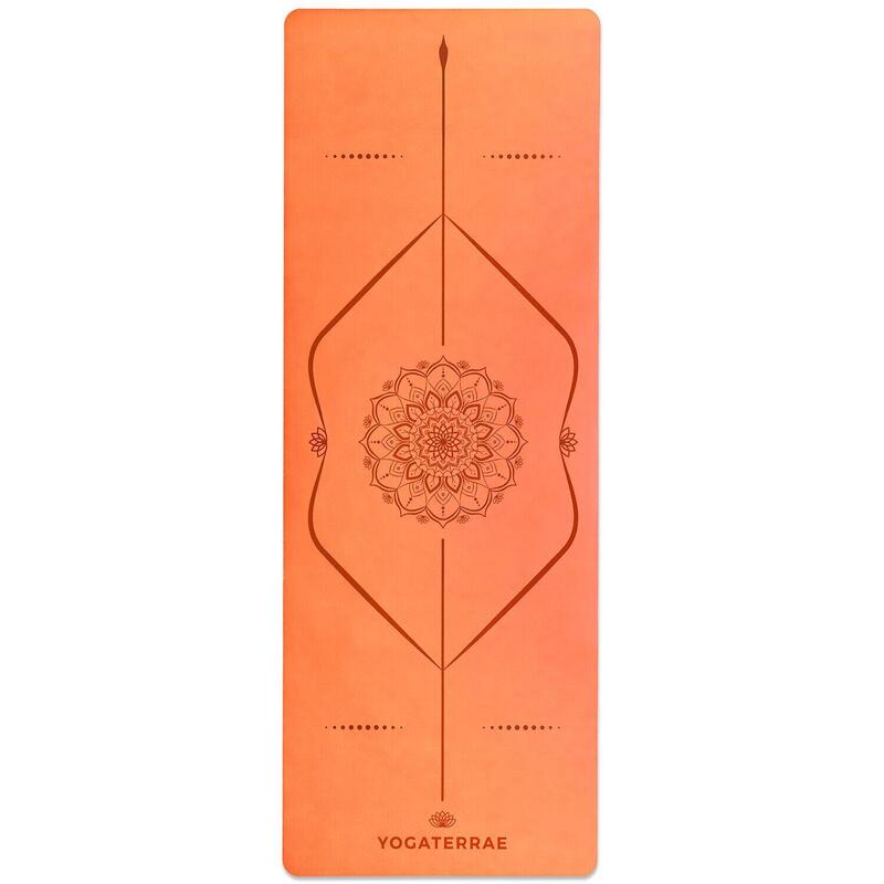 TAPIS DE YOGA ANTIDÉRAPANT NATUREL Confort Orange PU-Caoutchouc Mandala