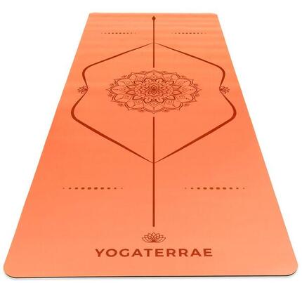 TAPIS DE YOGA ANTIDÉRAPANT NATUREL Confort Bronze Olive PU-Caoutchouc Mandala