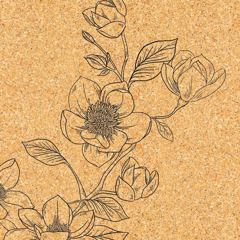 TAPIS DE YOGA ANTIDÉRAPANT NATUREL Durable Liège & Caoutchouc Magnolias + SAC