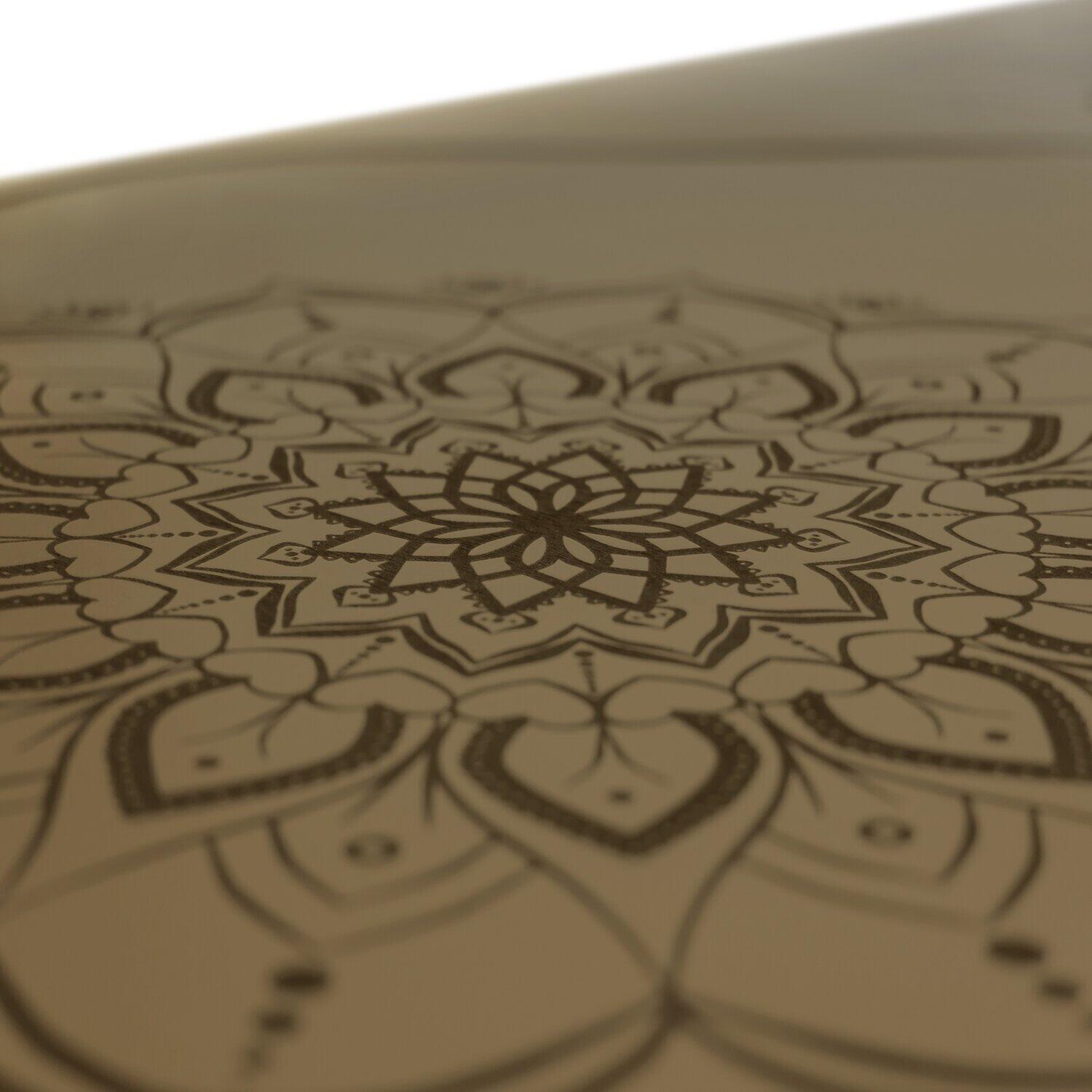 TAPIS DE YOGA ANTIDÉRAPANT NATUREL Confort Bronze Olive PU-Caoutchouc Mandala 2/7