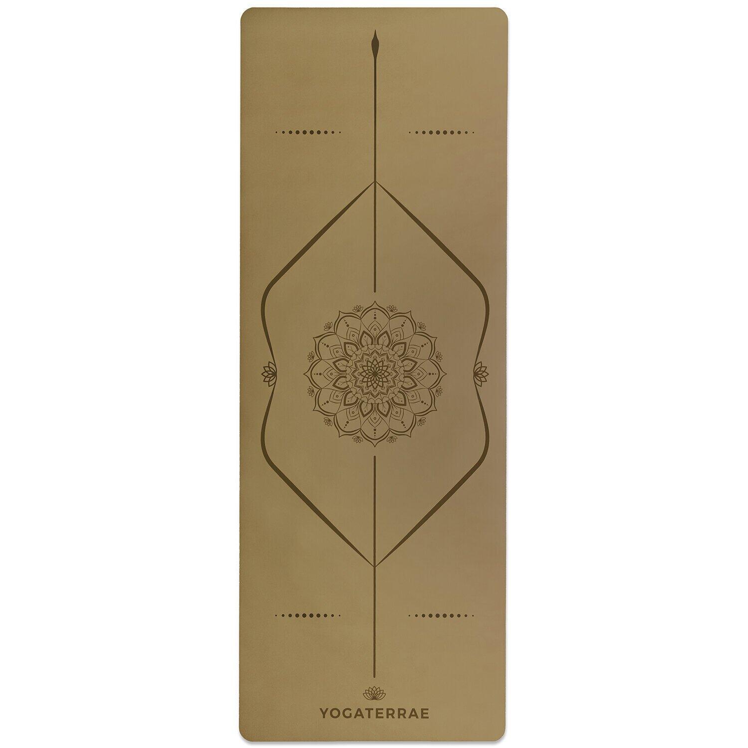 TAPIS DE YOGA ANTIDÉRAPANT NATUREL Confort Bronze Olive PU-Caoutchouc Mandala 3/7