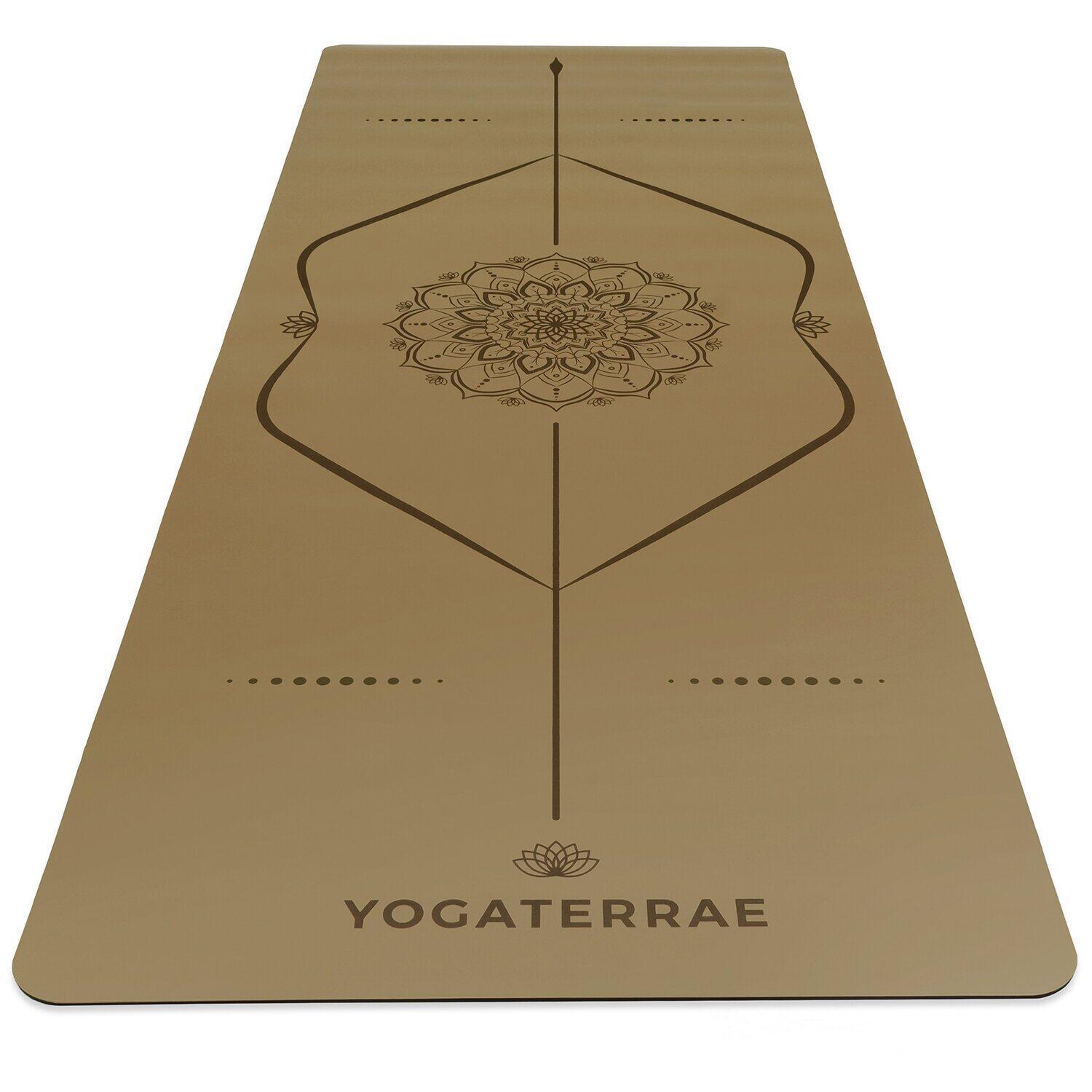 Yogaterrae - Tapis De Yoga Antidérapant Naturel Confort Bronze Olive Pu-caoutchouc Mandala - Tapis De Yoga - Marron|vert - 183 Cm - Decathlon