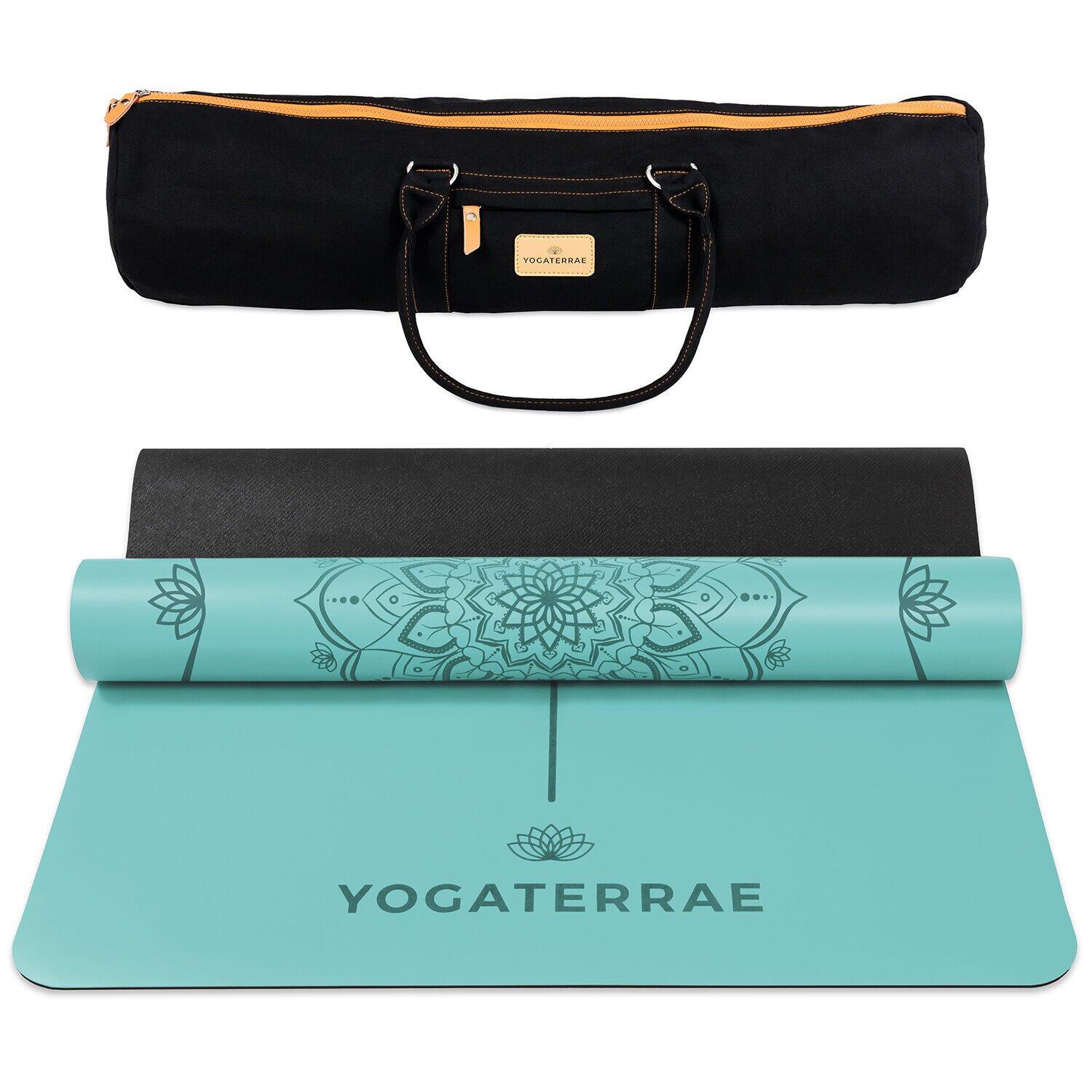 Yogaterrae - Tapis Yoga Antidérapant Naturel Confort Vert Menthe Pu-caoutchouc Mandala + Sac - Tapis De Yoga - Noir|vert - 183 Cm - Decathlon