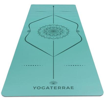 TAPIS DE YOGA ANTIDÉRAPANT NATUREL Confort Bronze Olive PU-Caoutchouc Mandala
