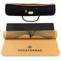TAPIS YOGA ANTIDÉRAPANT NATUREL Durable Liège & Caoutchouc Ginkgo Biloba + SAC