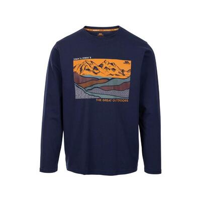 Heren flinder bedrukt tshirt met lange mouwen (marine)