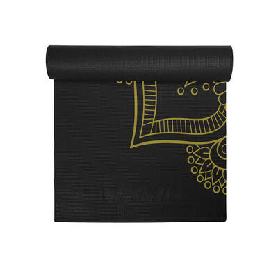 Premium yoga mat - anti-slip - 4 mm - onyx black mandala