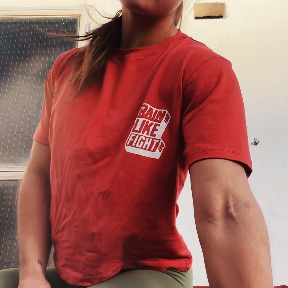 T-Shirt Crop Top TrainLikeFight Naranja 3/4