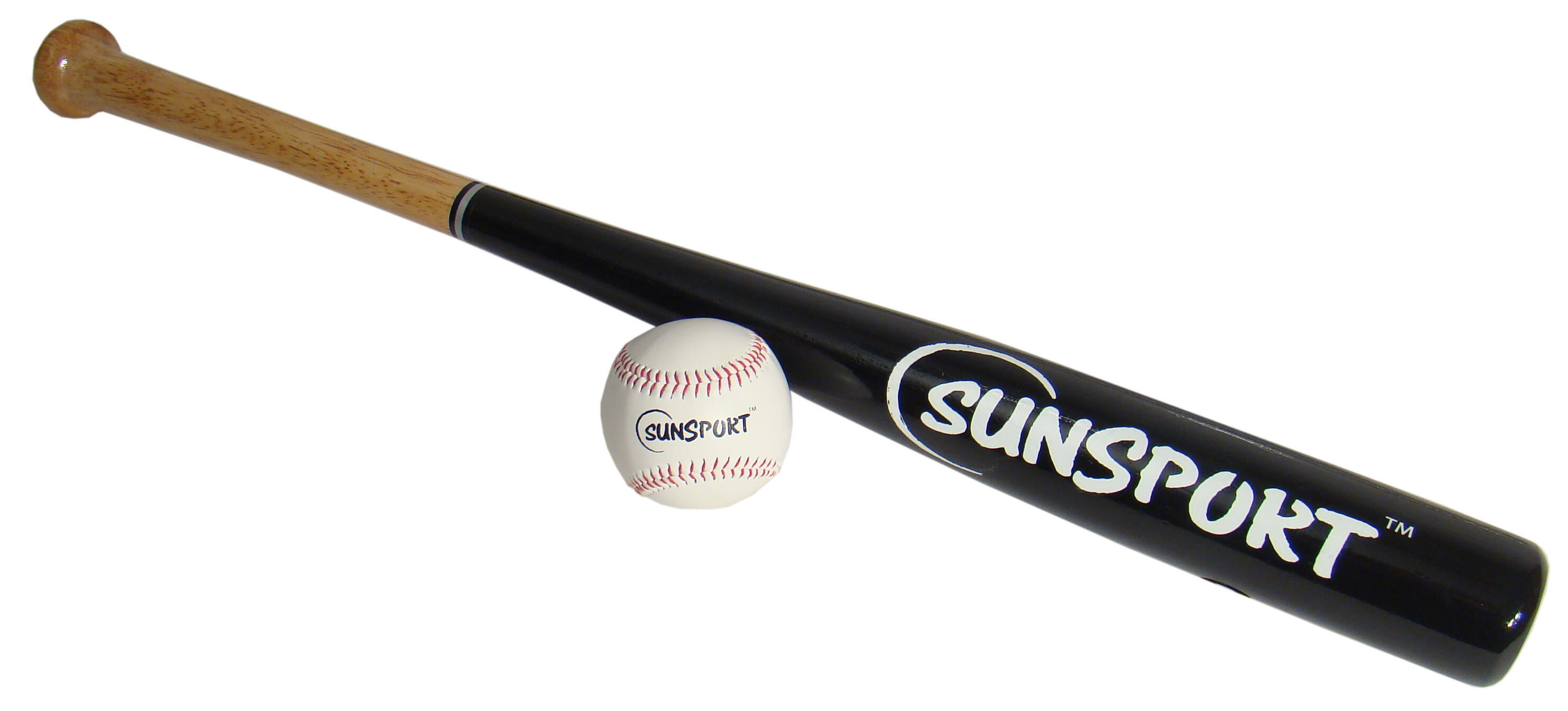 Baseball Kij z piłką 28'' ok. 71 cm drewniany Sunsport