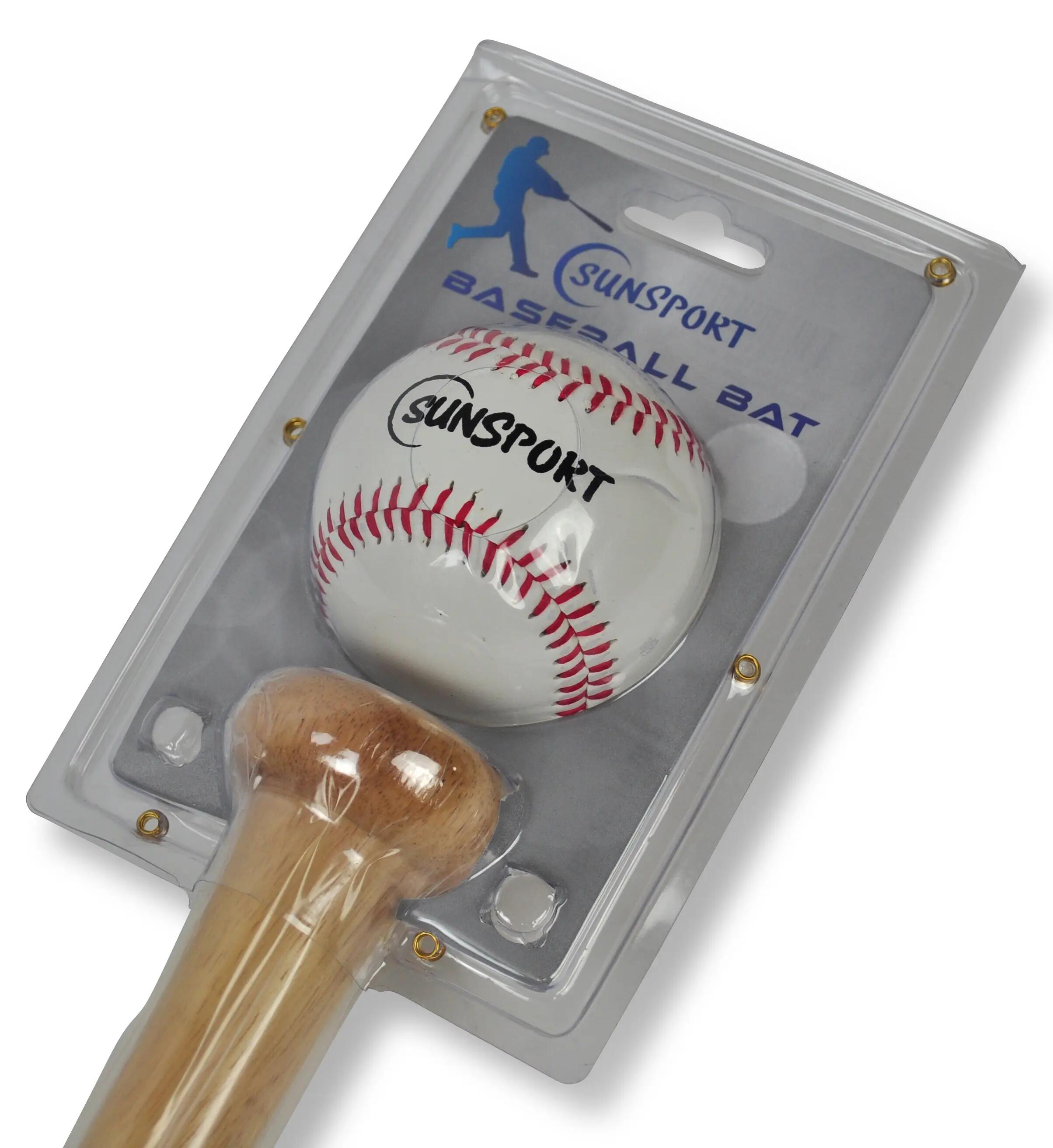 Baseball Kij z piłką 28'' ok. 71 cm drewniany Sunsport 4/4