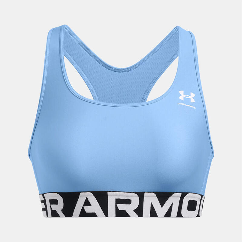 Sportbeha Heatgear® Mid Branded Under Armour Voor Dames Lichtblauw