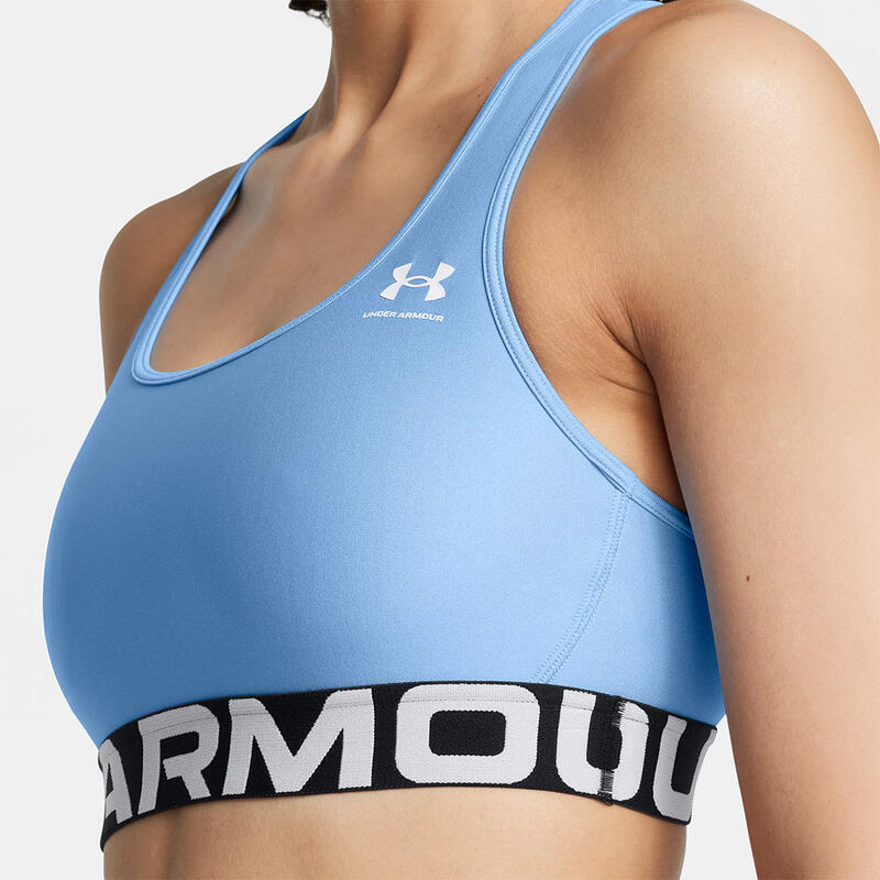 Sportbeha Heatgear® Mid Branded Under Armour Voor Dames Lichtblauw