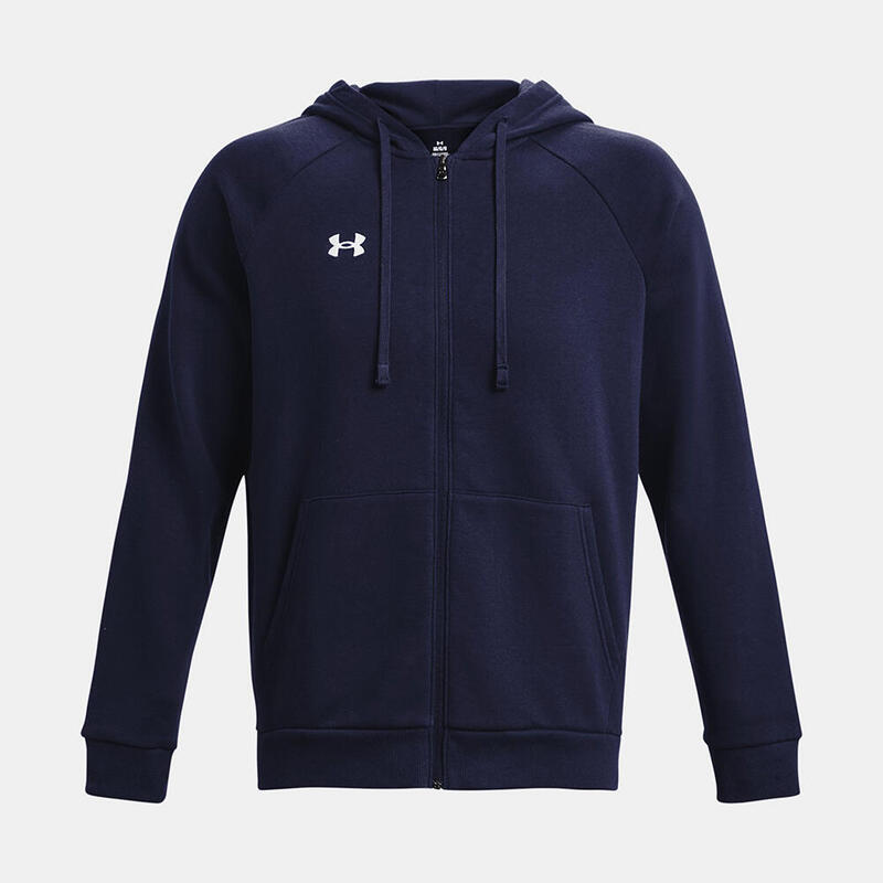 Heren Hoodie Ua Rival Fleece Nachtmarineblauw