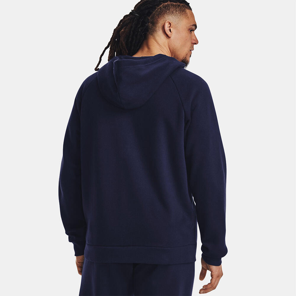 Heren Hoodie Ua Rival Fleece Nachtmarineblauw 5/7