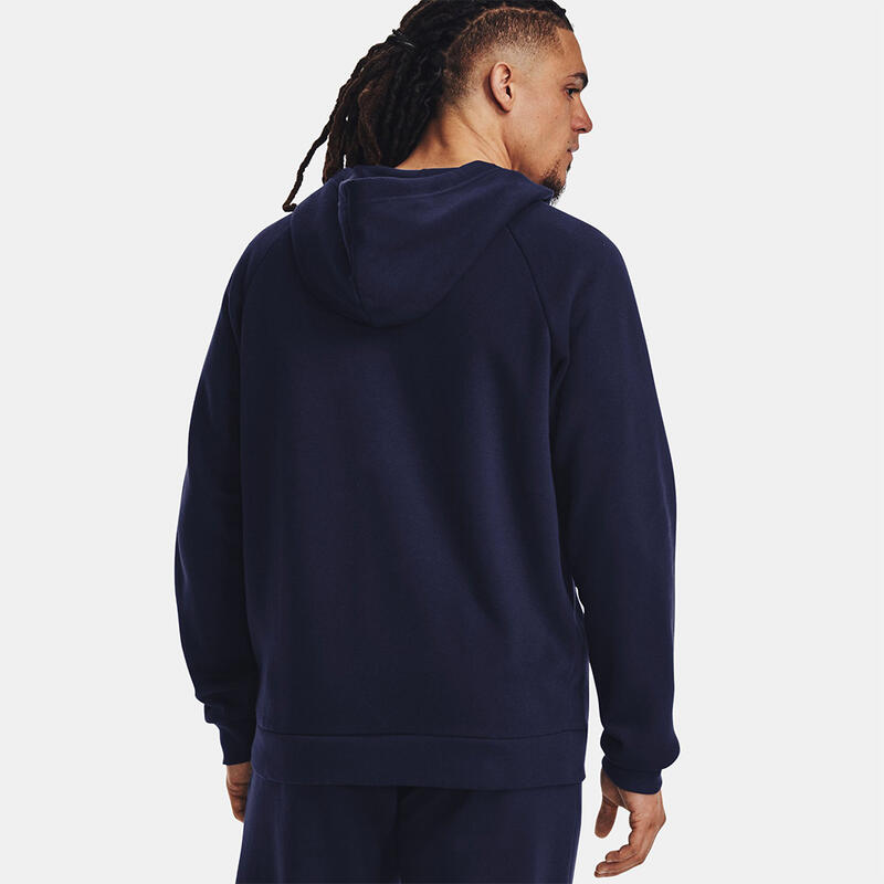 Heren Hoodie Ua Rival Fleece Nachtmarineblauw