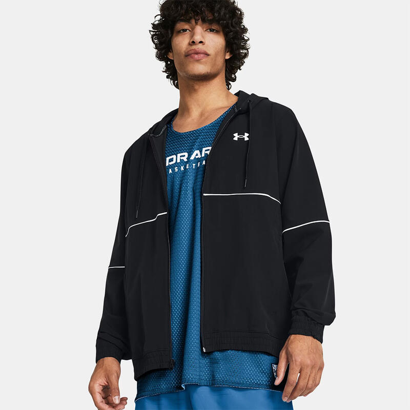 Heren Hoodie Met Rits Ua Zone Woven Zwart Under Armour