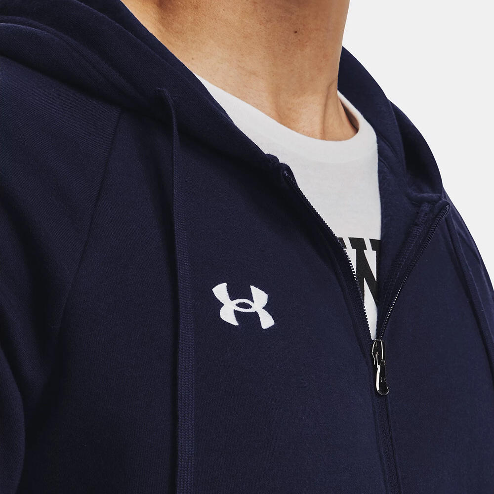 Heren Hoodie Ua Rival Fleece Nachtmarineblauw 3/7