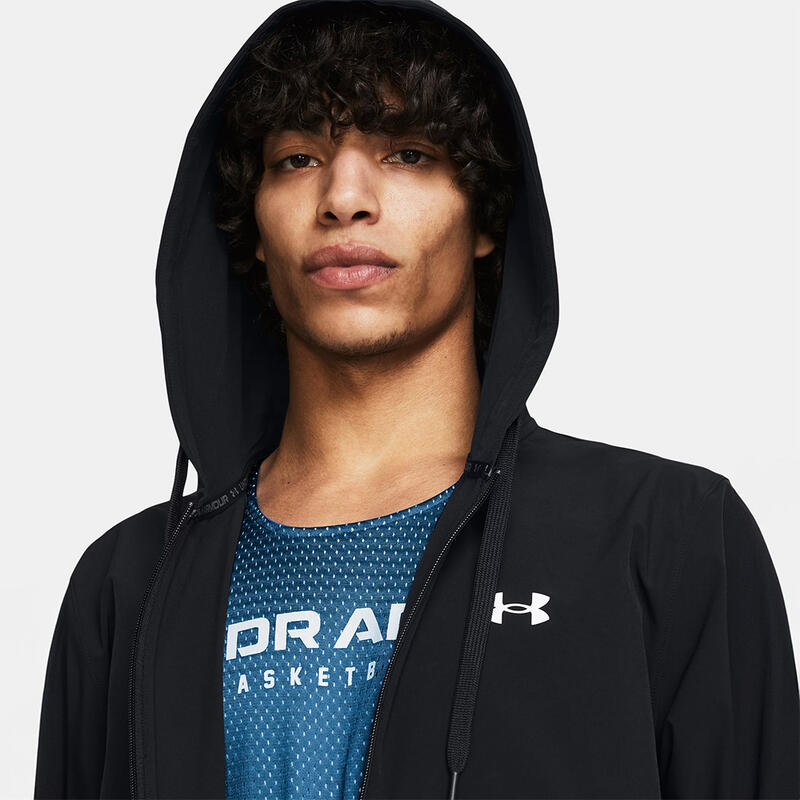 Heren Hoodie Met Rits Ua Zone Woven Zwart Under Armour