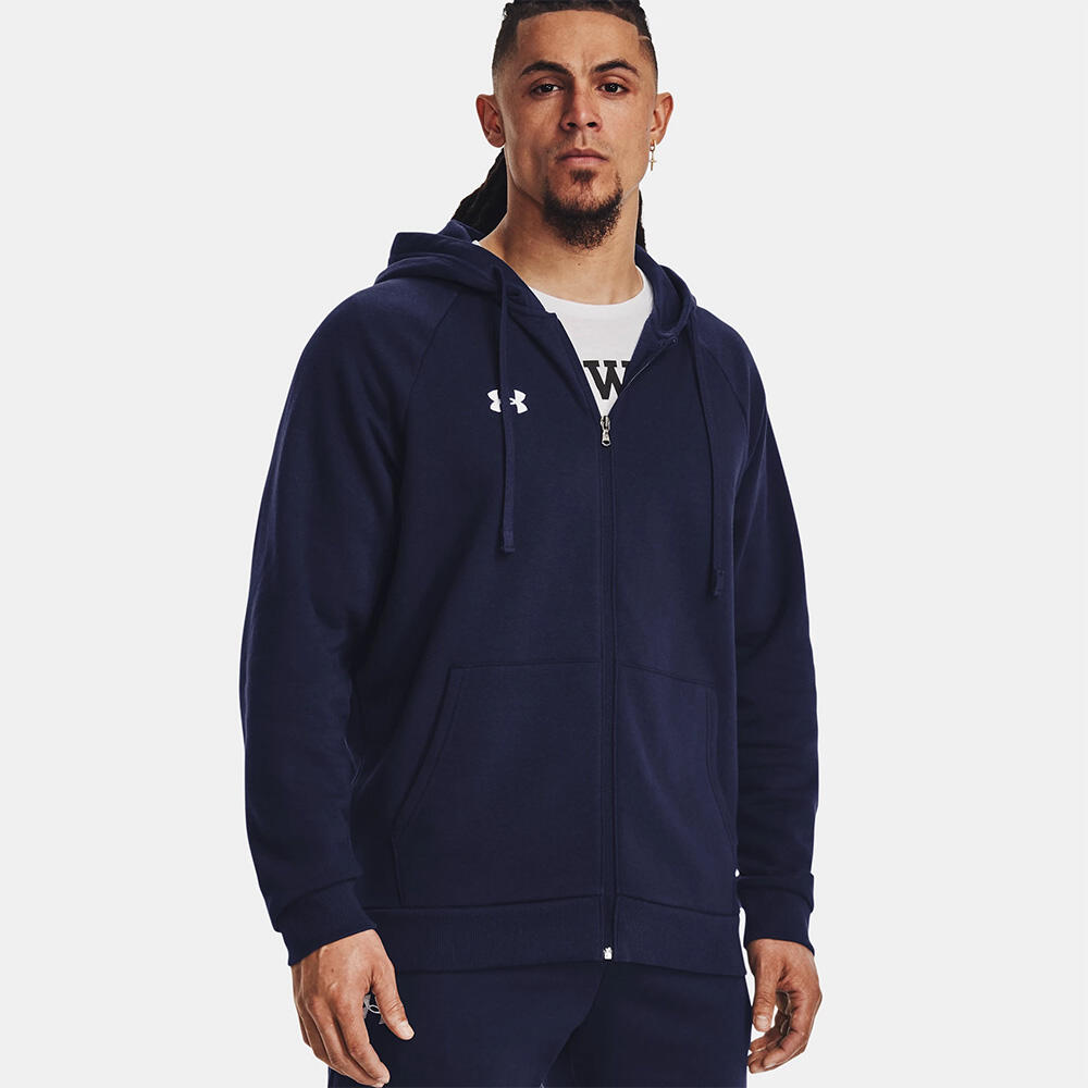 Heren Hoodie Ua Rival Fleece Nachtmarineblauw 4/7