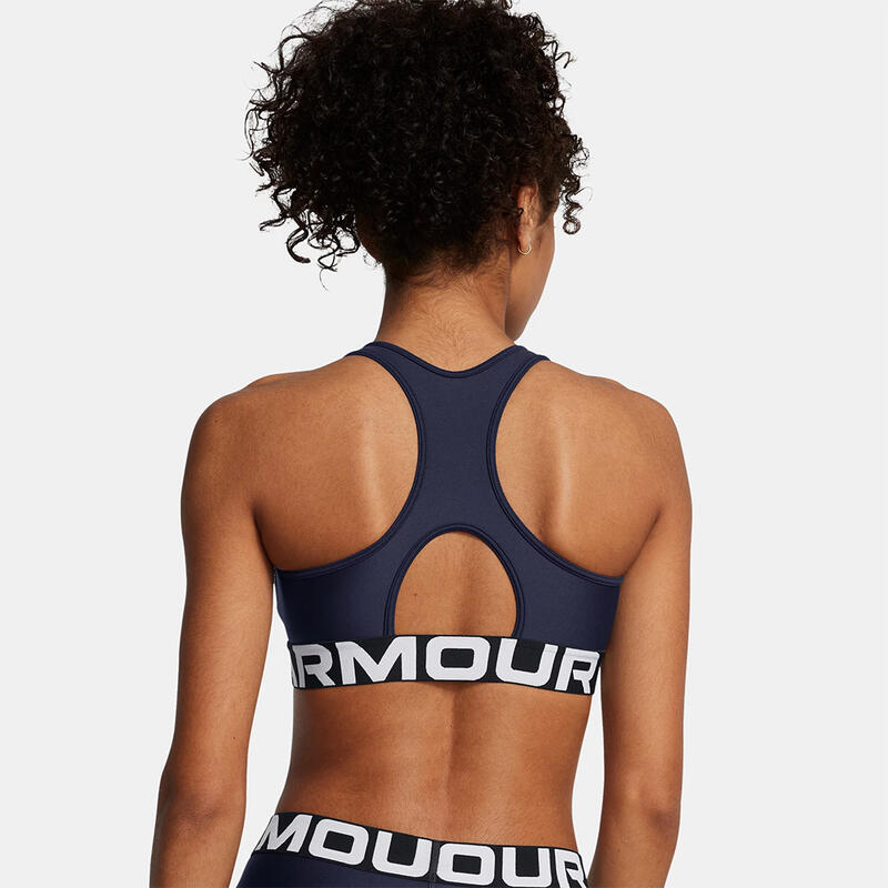 Sportbeha Heatgear® Mid Branded Under Armour Voor Dames Nachtmarineblauw