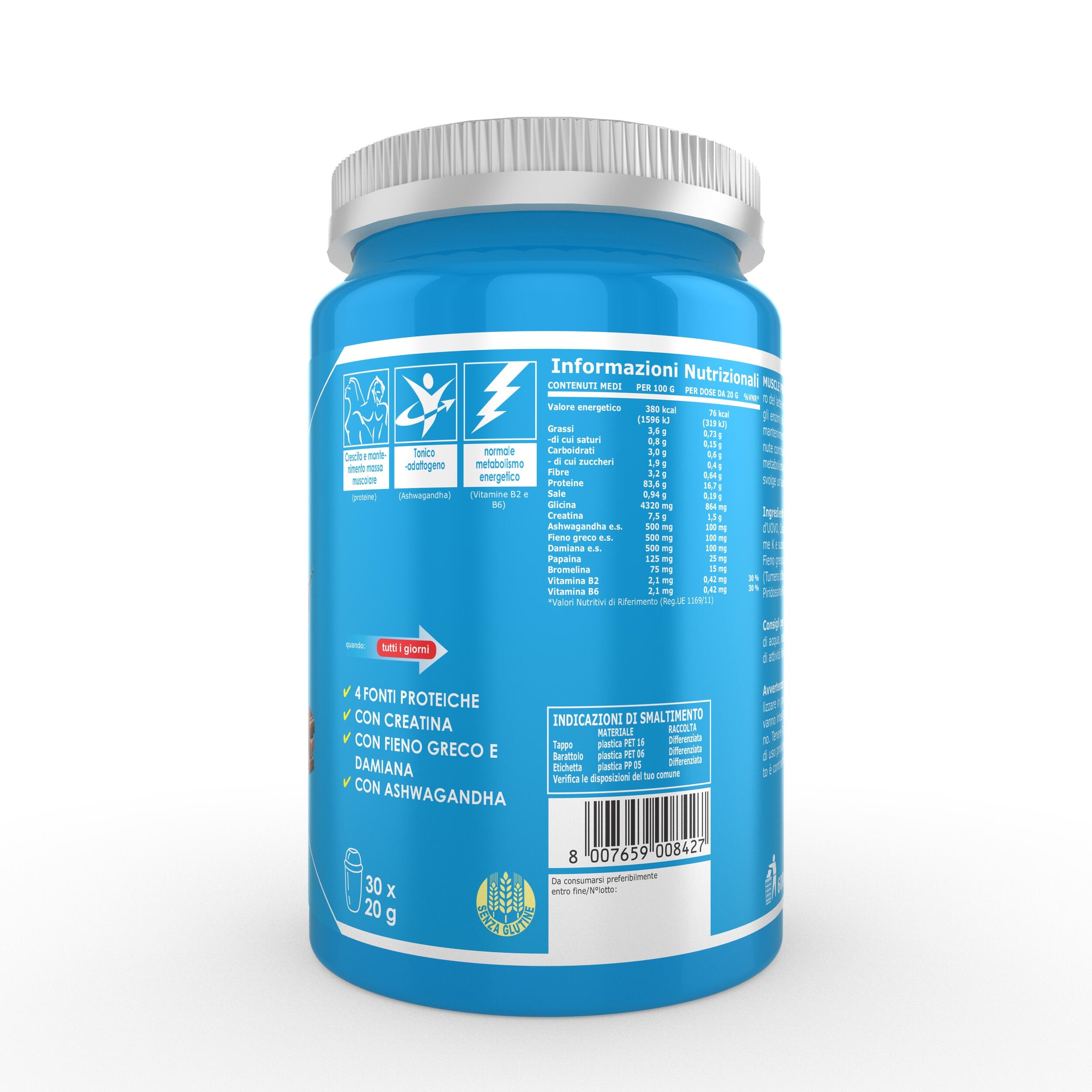 Integratore alimentare - MUSCLE PROTEIN CACAO 600g - massa muscolare 2/6