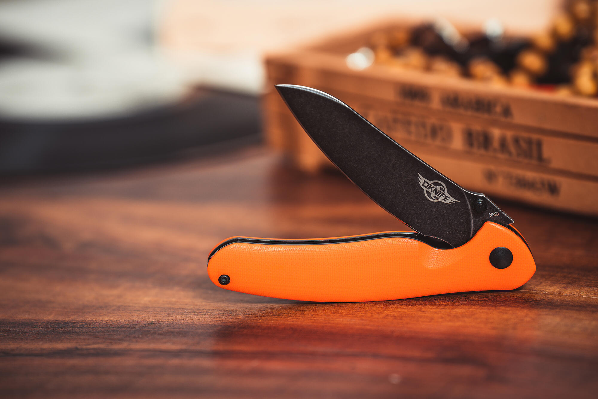 Canivete EDC, Olight Oknife Drever, Laranja, Aço N690, Cabo G10 4/5