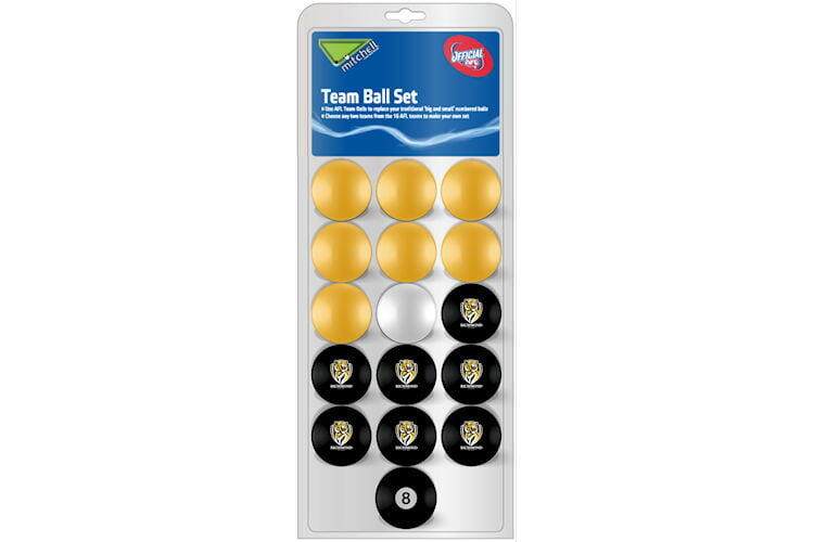 Richmond Tigers AFL Pool Snooker Billiard Balls Set