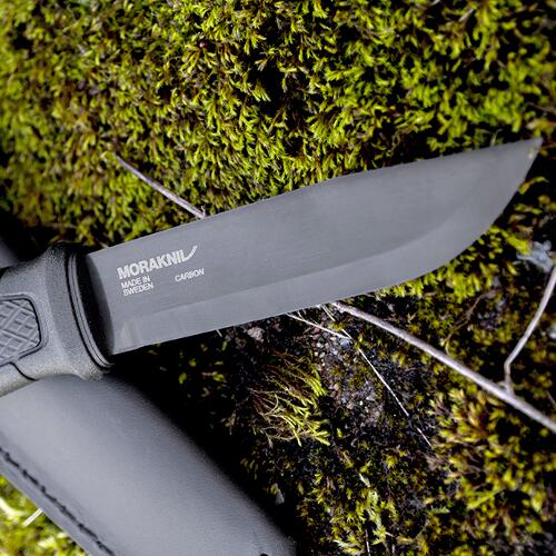 Überlebensmesser Garberg Black Carbon mit Lederscheide - Schwarz 3/5