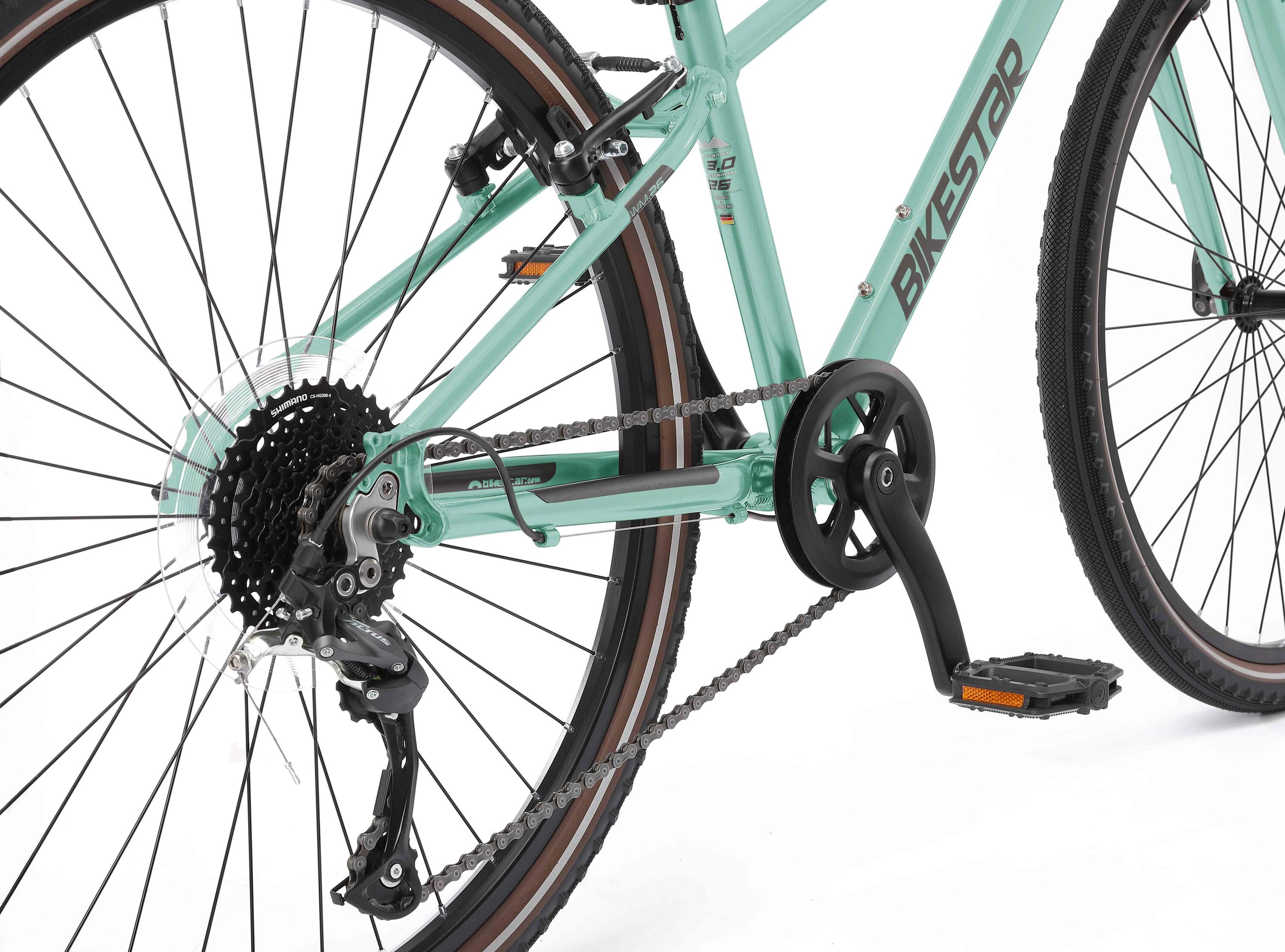 Stadsfiets 26" van aluminium, lichtgewicht 10 kg, 9 versnellingen Shimano 6/7