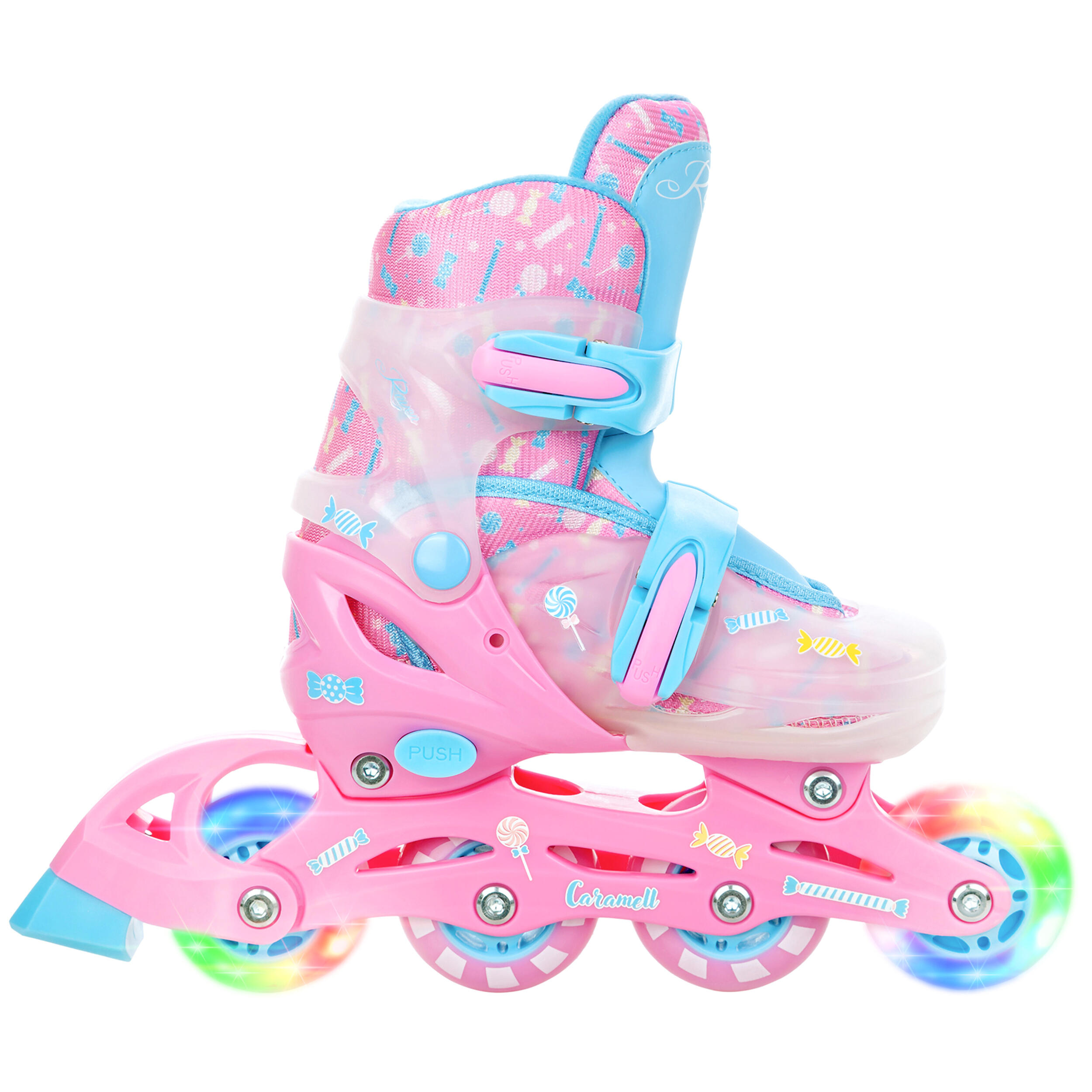 Baohd Patins à Roulettes pour Enfants à Double Rangée Chaussures de Patinage à 4 Roues Taille Ajustable Glisse Slalom Patins en Ligne pour Enfants Garçons Filles