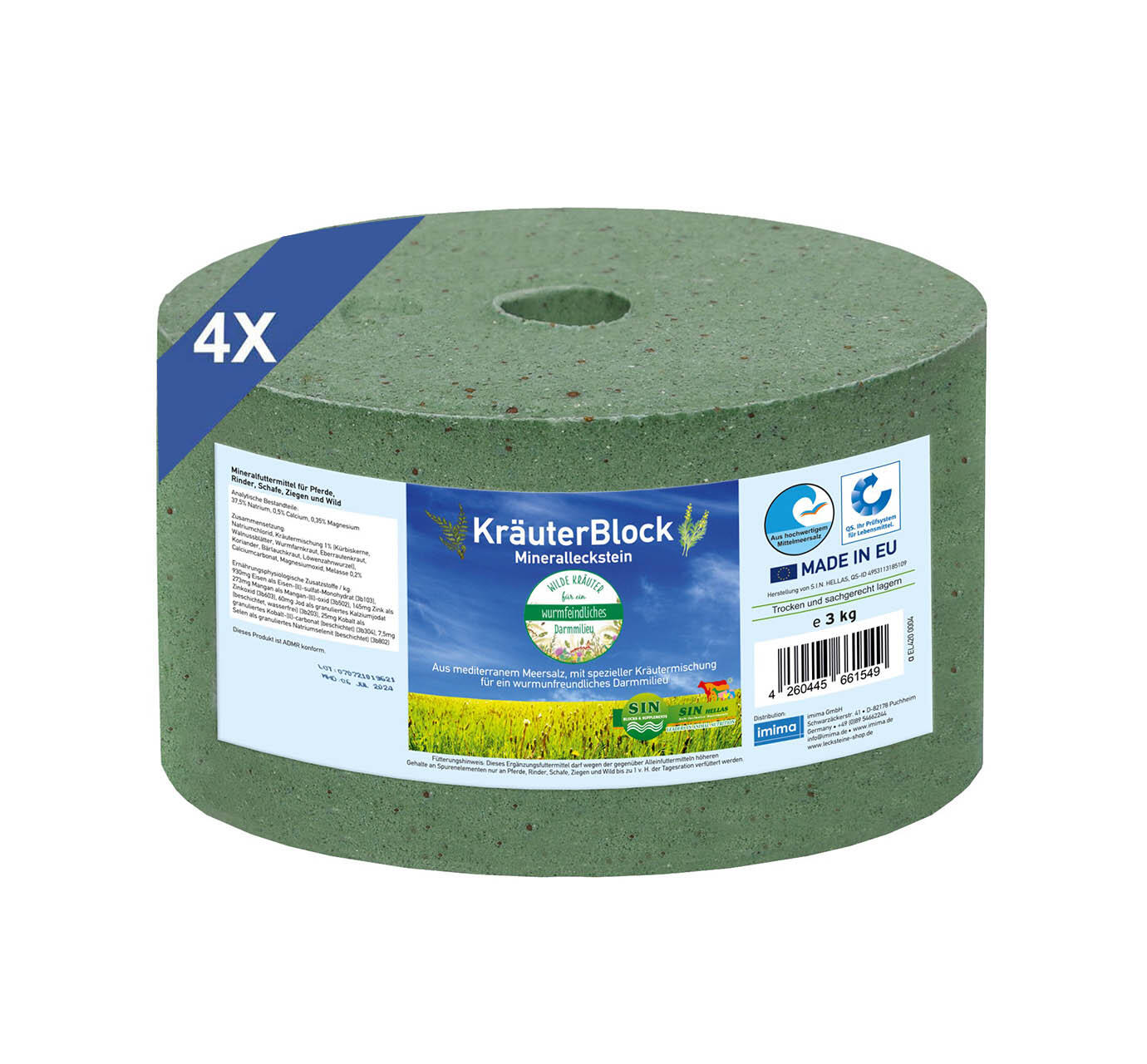 IMIMA KruidenBlok - mineraal liksteen, set met 4x 3kg
